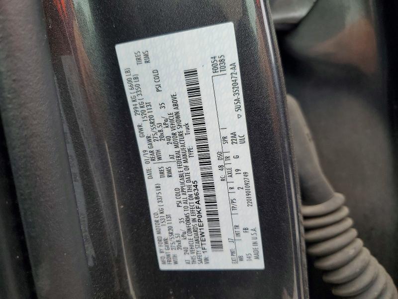 Aukcja sprzedaży 2019 Ford F150, vin: 1FTEW1EP0KFA86345, numer aukcji: 53100116