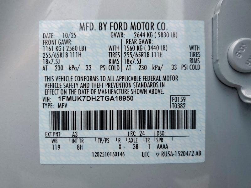 Aukcja sprzedaży 2026 Ford Explorer, vin: 1FMUK7DH2TGA18950, numer aukcji: 54159766