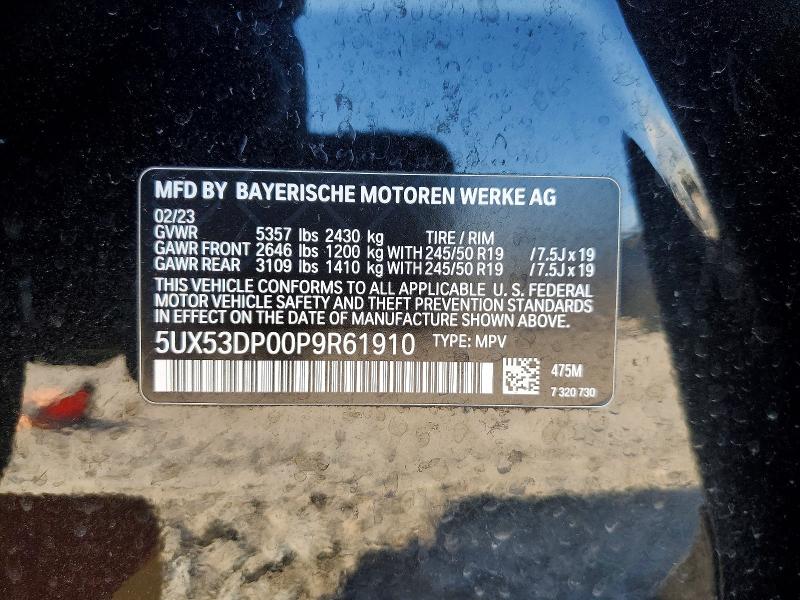 Aukcja sprzedaży 2023 Bmw X3, vin: 5UX53DP00P9R61910, numer aukcji: 54775456