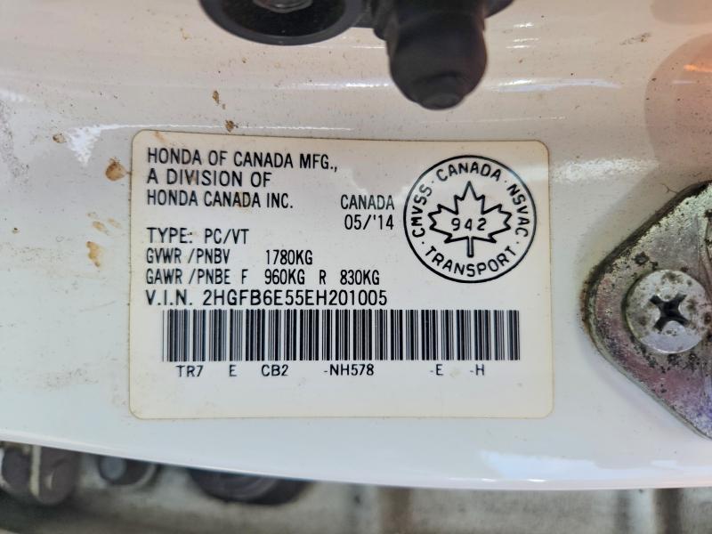 2014 Honda Civic მანქანა იყიდება აუქციონზე, vin: 2HGFB6E55EH201005, აუქციონის ნომერი: 53061396