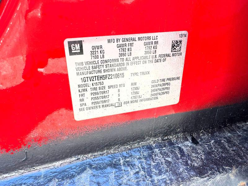 Auction sale of the 2015 Gmc Sierra, vin: 1GTV2TEH5FZ210615, lot number: 54524406