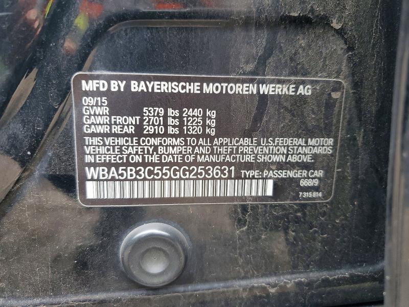 55254266 :رقم المزاد ، WBA5B3C55GG253631 vin ، 2016 Bmw 535 مزاد بيع