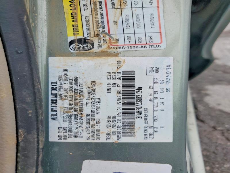 Aukcja sprzedaży 2008 Ford Fusion, vin: 3FAHP07Z38R212461, numer aukcji: 54577756