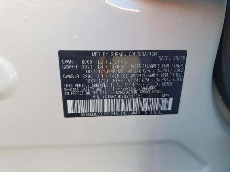 Продажа на аукционе авто 2025 Subaru Ascent, vin: 4S4WMADD7S3437623, номер лота: 50952096
