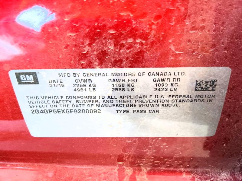 Продаж на аукціоні авто 2015 Buick Regal, vin: 2G4GP5EX6F9208892, номер лоту: 52684346