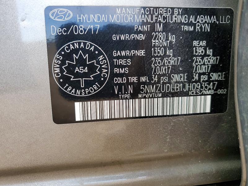 Продажа на аукционе авто 2018 Hyundai Santa Fe Sport, vin: 5NMZUDLB1JH093547, номер лота: 52509476