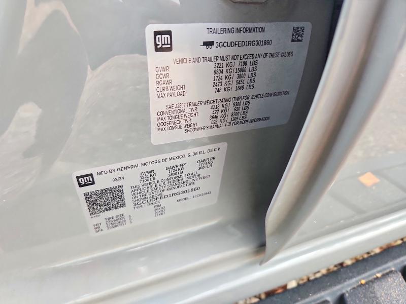 Продаж на аукціоні авто 2024 Chevrolet Silverado, vin: 3GCUDFED1RG301860, номер лоту: 54370046