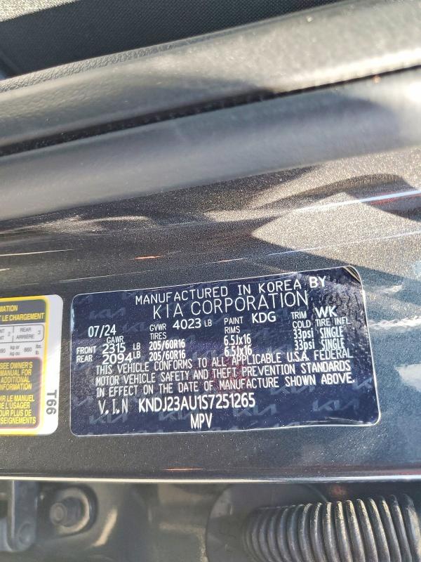 2025 Kia Soul მანქანა იყიდება აუქციონზე, vin: KNDJ23AU1S7251265, აუქციონის ნომერი: 54426946