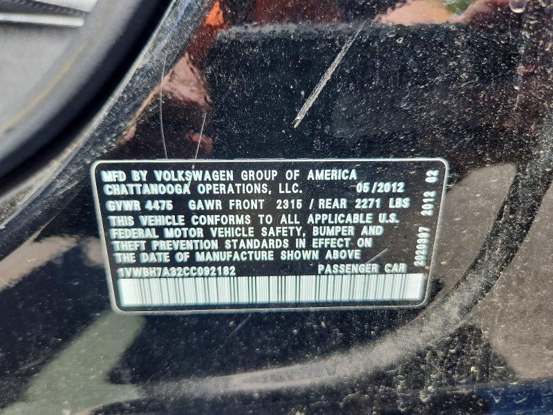 Продажа на аукционе авто 2012 Volkswagen Passat, vin: 1VWBH7A32CC092182, номер лота: 53771116