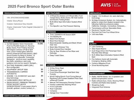 Продажа на аукционе авто 2025 Ford Bronco Sport, vin: 3FMCR9CN3SRE33566, номер лота: 54713946