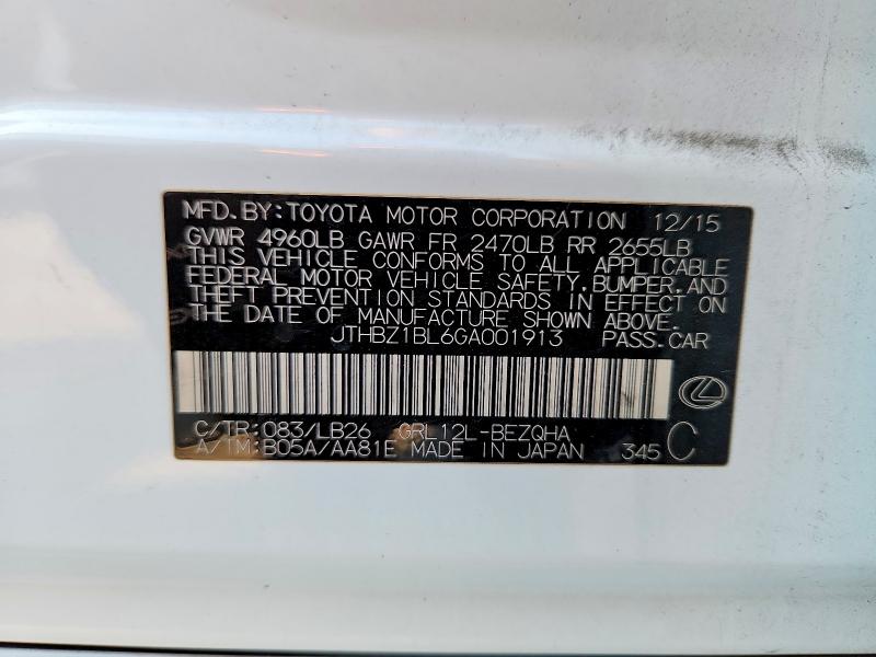 54023056 :رقم المزاد ، JTHBZ1BL6GA001913 vin ، 2016 Lexus Gs 350 مزاد بيع