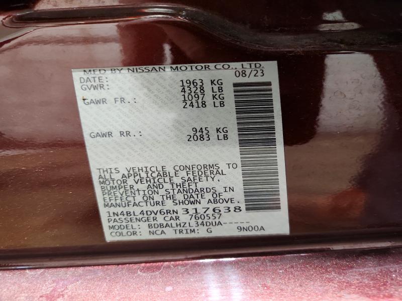 Продажа на аукционе авто 2024 Nissan Altima, vin: 1N4BL4DV6RN317638, номер лота: 54652996