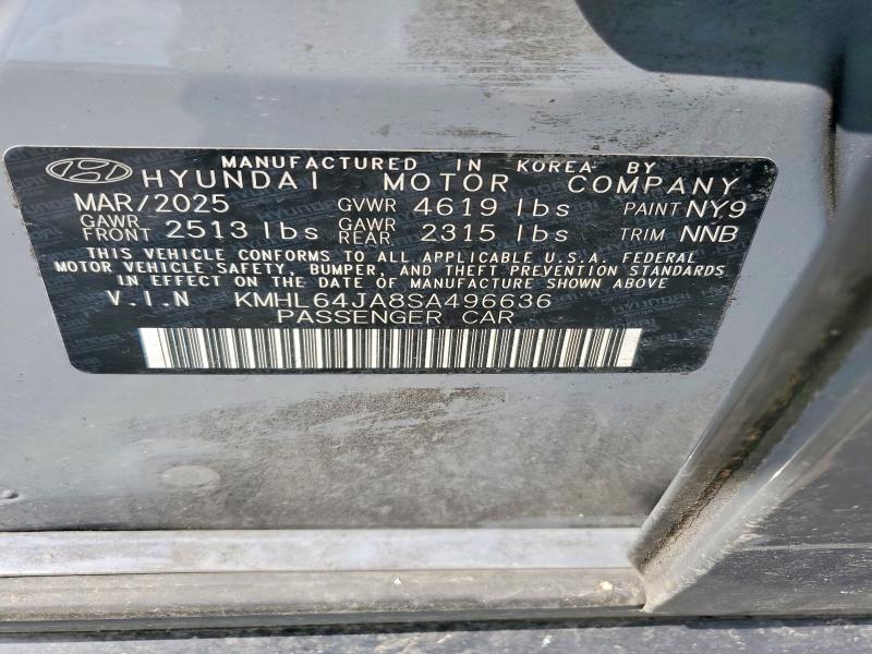 55034386 :رقم المزاد ، KMHL64JA8SA496636 vin ، 2025 Hyundai Sonata مزاد بيع