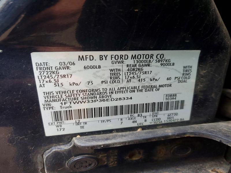 Продажа на аукционе авто 2006 Ford F350, vin: 1FTWW33P36ED28334, номер лота: 53366436
