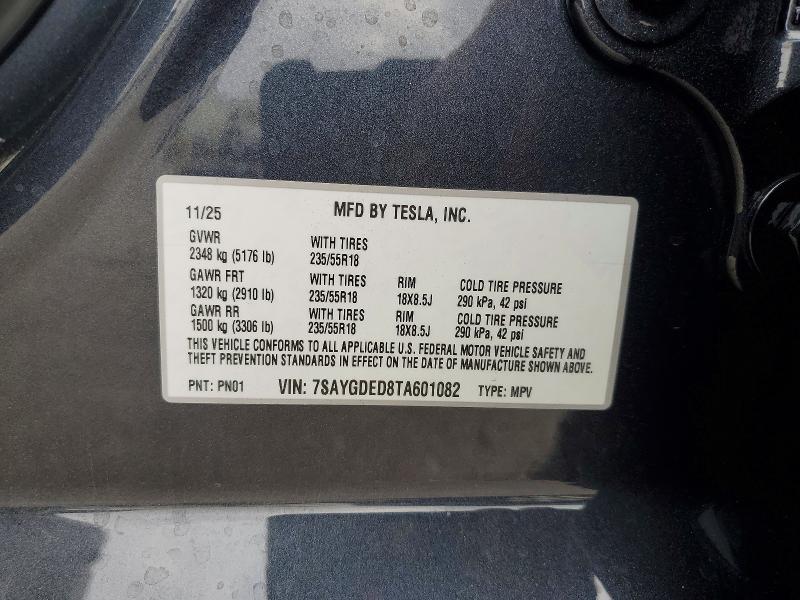 2026 Tesla Model Y მანქანა იყიდება აუქციონზე, vin: 7SAYGDED8TA601082, აუქციონის ნომერი: 53456906