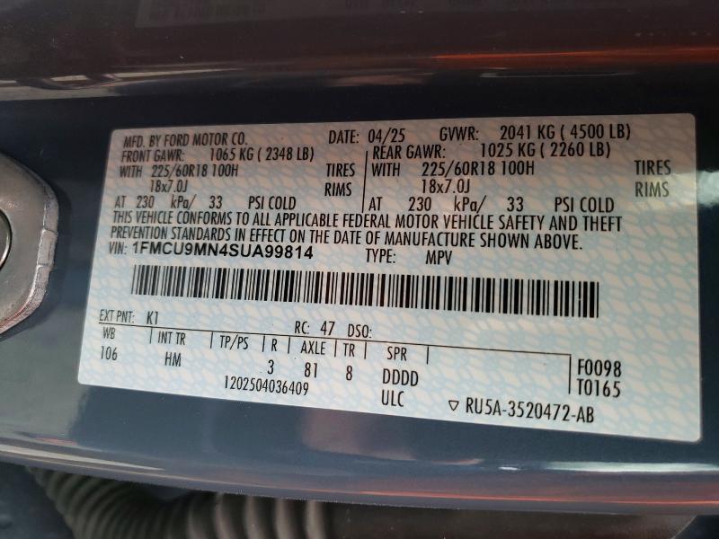 Продажа на аукционе авто 2025 Ford Escape, vin: 1FMCU9MN4SUA99814, номер лота: 54652516