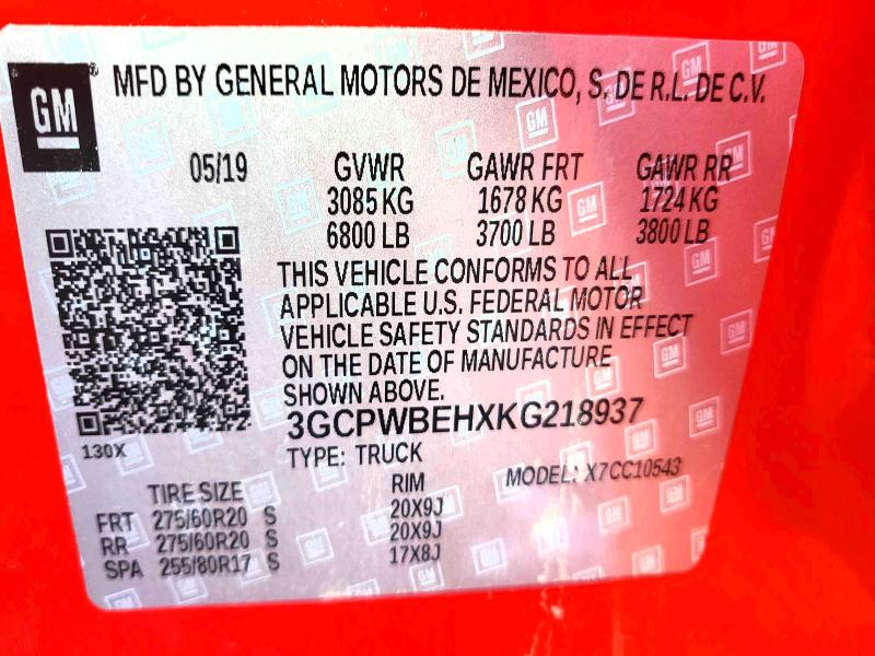 Aukcja sprzedaży 2019 Chevrolet Silverado, vin: 3GCPWBEHXKG218937, numer aukcji: 52715816