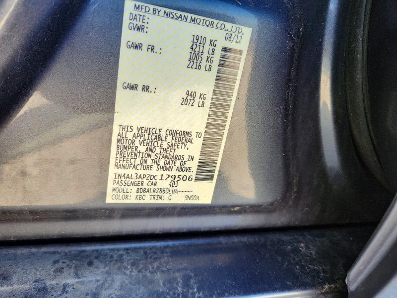 2013 Nissan Altima მანქანა იყიდება აუქციონზე, vin: 1N4AL3AP2DC129506, აუქციონის ნომერი: 55383686