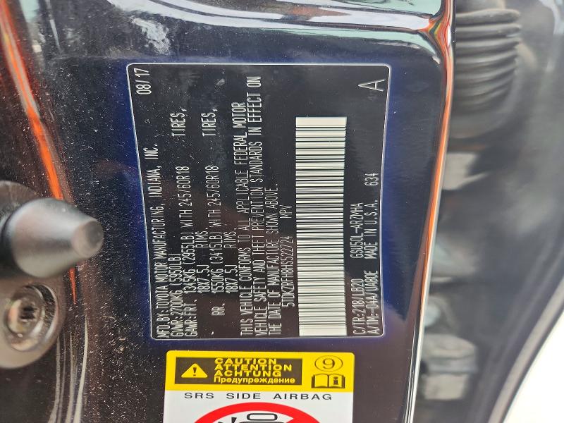 52530426 :رقم المزاد ، 5TDKZRFH8HS522724 vin ، 2017 Toyota Highlander مزاد بيع