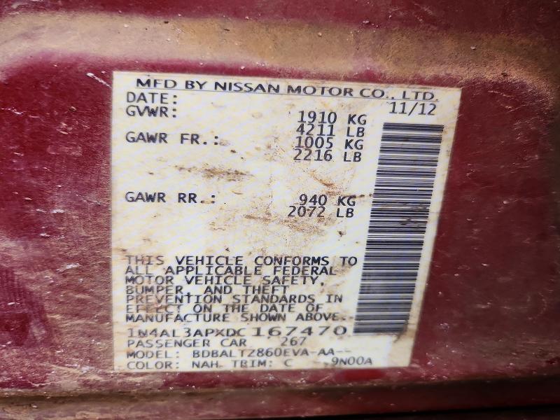 Aukcja sprzedaży 2013 Nissan Altima, vin: 1N4AL3APXDC167470, numer aukcji: 54821946