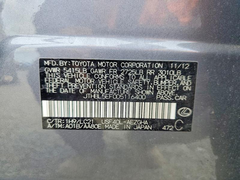 Продажа на аукционе авто 2013 Lexus Ls, vin: JTHBL5EF0D5116400, номер лота: 52204176