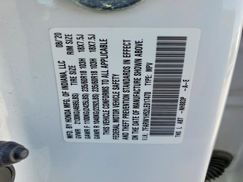 53627246 :رقم المزاد ، 7FARW1H52LE017470 vin ، 2020 Honda Cr-v مزاد بيع