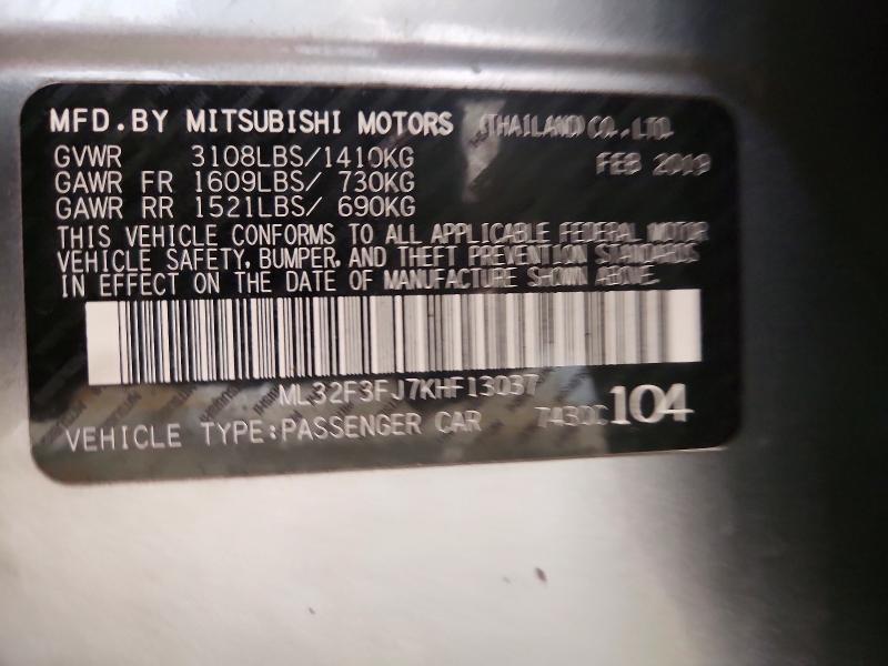 Продаж на аукціоні авто 2019 Mitsubishi Mirage, vin: ML32F3FJ7KHF13037, номер лоту: 52093456
