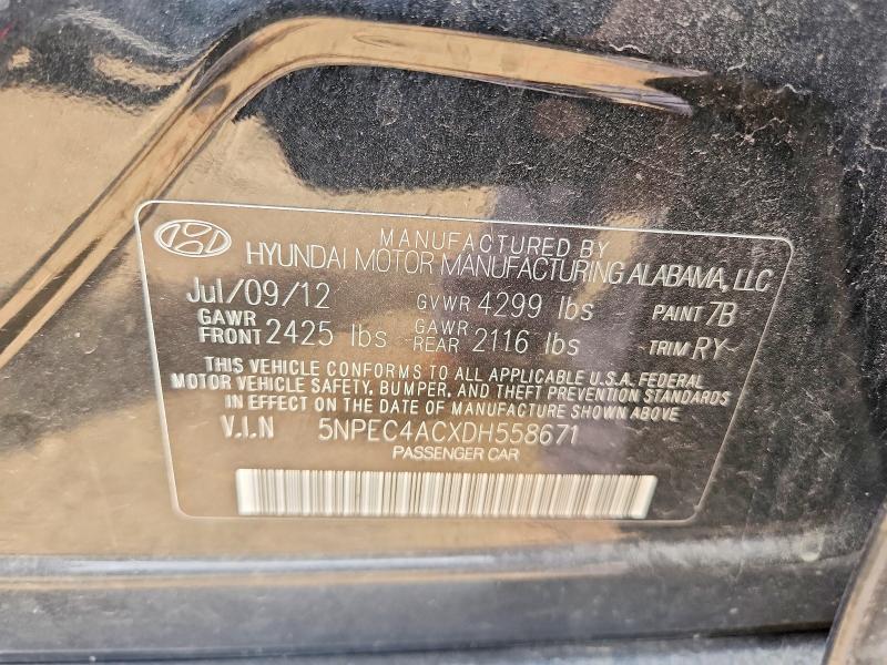 Продажа на аукционе авто 2013 Hyundai Sonata, vin: 5NPEC4ACXDH558671, номер лота: 54445786