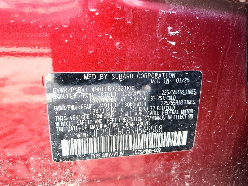 Aukcja sprzedaży 2025 Subaru Forester, vin: JF2SLDRC8SH549908, numer aukcji: 52773676