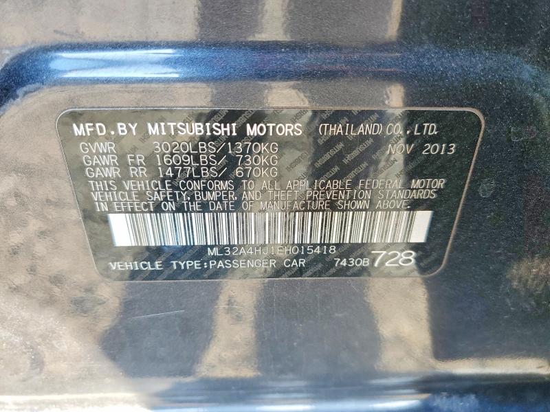 Aukcja sprzedaży 2014 Mitsubishi Mirage, vin: ML32A4HJ1EH015418, numer aukcji: 53846036