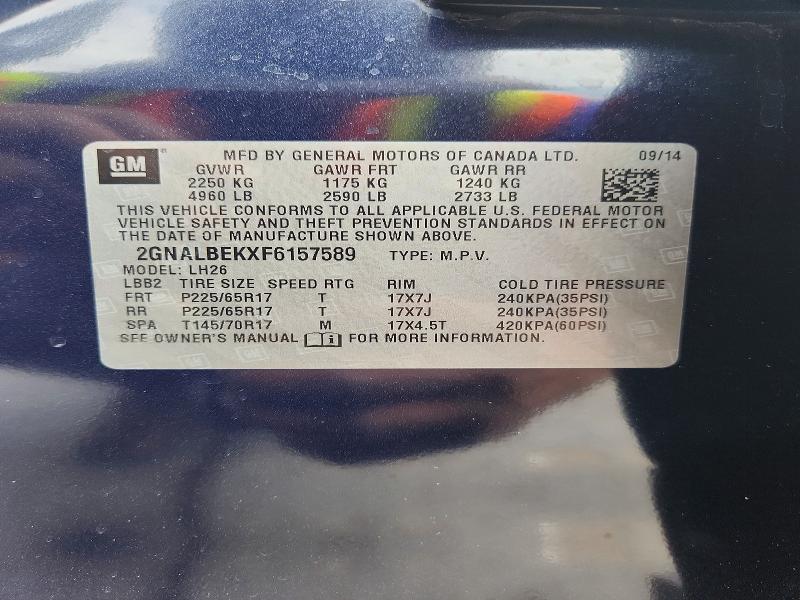 Продажа на аукционе авто 2015 Chevrolet Equinox, vin: 2GNALBEKXF6157589, номер лота: 53345386