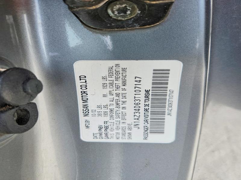 2003 Nissan 350z მანქანა იყიდება აუქციონზე, vin: JN1AZ34D63T107147, აუქციონის ნომერი: 52868136