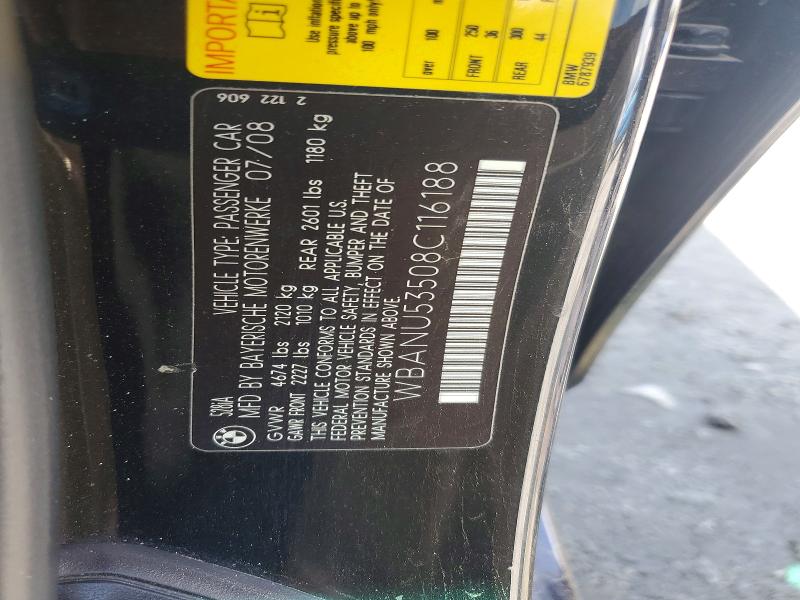 2008 Bmw 528 მანქანა იყიდება აუქციონზე, vin: WBANU53508C116188, აუქციონის ნომერი: 55172646