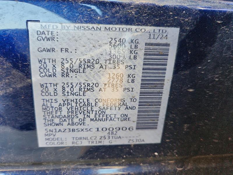 Aukcja sprzedaży 2025 Nissan Murano, vin: 5N1AZ3BSXSC100906, numer aukcji: 53638546