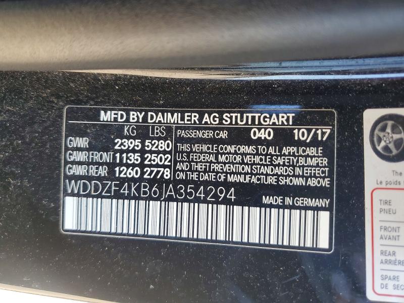 Auction sale of the 2018 Mercedes-benz E, vin: WDDZF4KB6JA354294, lot number: 55029086