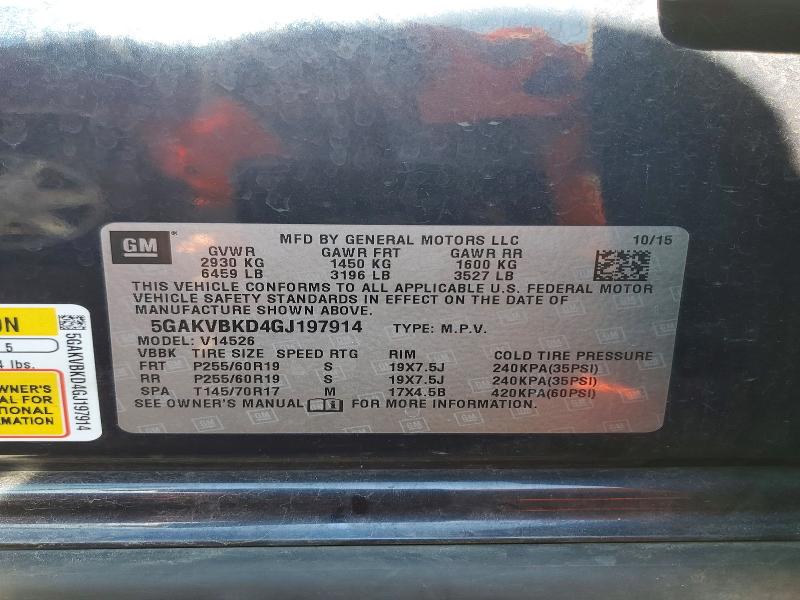 Продаж на аукціоні авто 2016 Buick Enclave, vin: 5GAKVBKD4GJ197914, номер лоту: 53362116