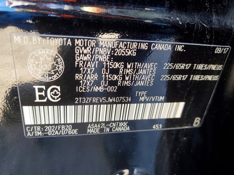 Aukcja sprzedaży 2018 Toyota Rav4, vin: 2T3ZFREV5JW407534, numer aukcji: 52382936