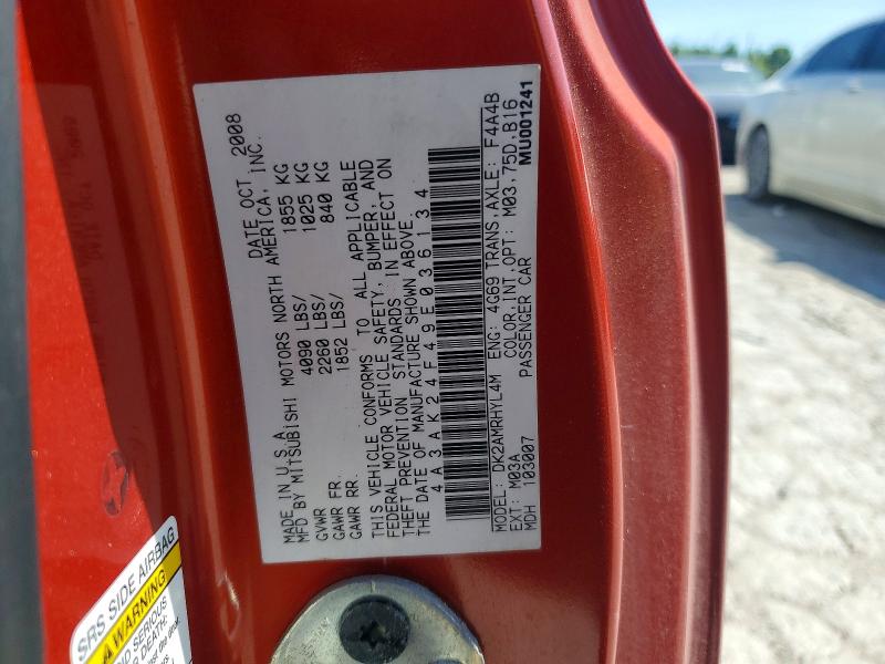 Auction sale of the 2009 Mitsubishi Eclipse, vin: 4A3AK24F49E036134, lot number: 53340336