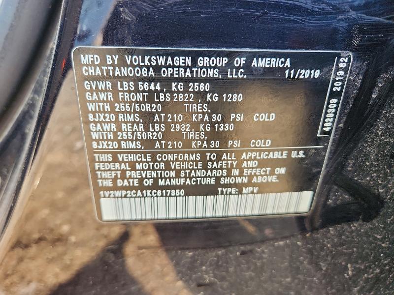 Продажа на аукционе авто 2019 Volkswagen Atlas, vin: 1V2WP2CA1KC617350, номер лота: 53379586