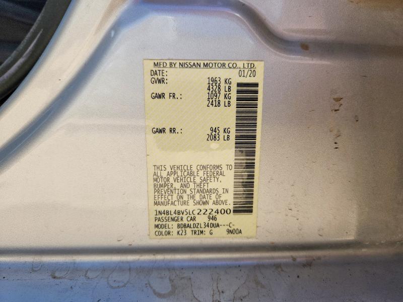 52100366 :رقم المزاد ، 1N4BL4BV5LC222400 vin ، 2020 Nissan Altima مزاد بيع