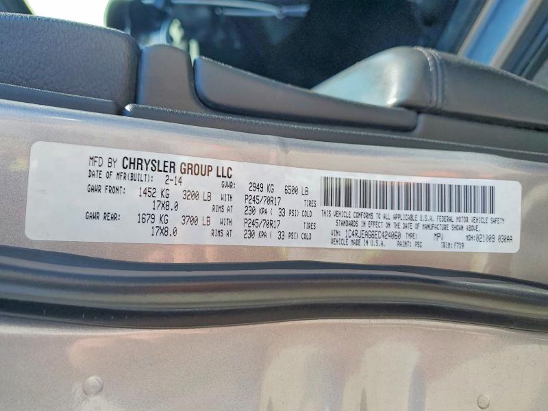 2014 Jeep Grand Cherokee მანქანა იყიდება აუქციონზე, vin: 1C4RJEAG6EC424060, აუქციონის ნომერი: 53302666