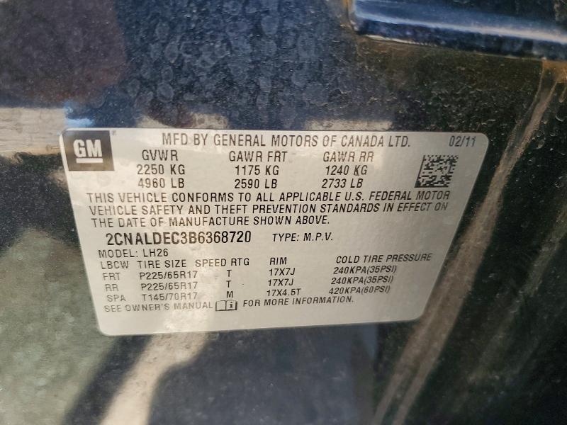 Aukcja sprzedaży 2011 Chevrolet Equinox, vin: 2CNALDEC3B6368720, numer aukcji: 55189456