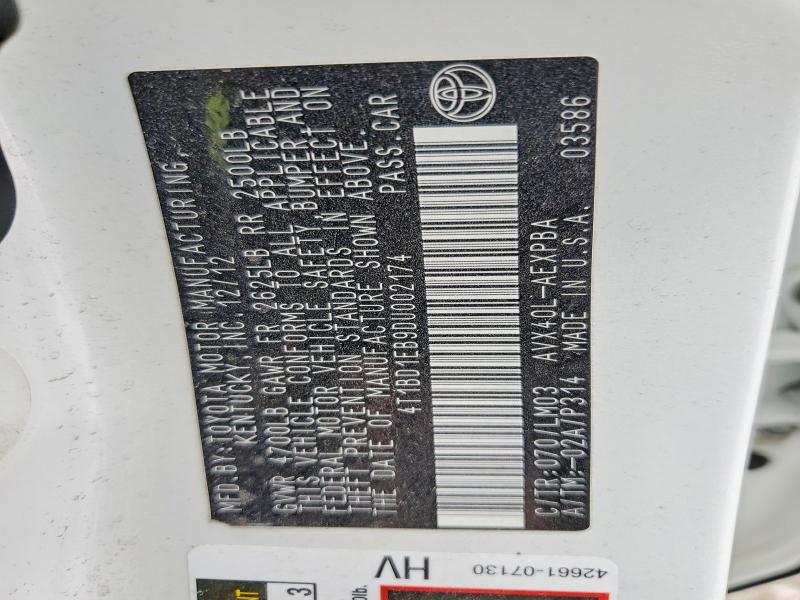 2013 Toyota Avalon Hybrid მანქანა იყიდება აუქციონზე, vin: 4T1BD1EB9DU002174, აუქციონის ნომერი: 53830536