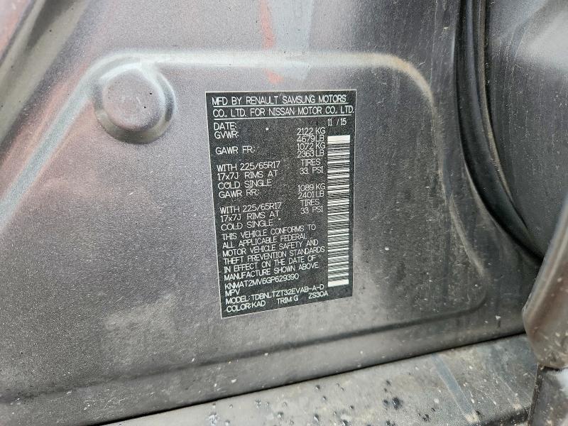 Продаж на аукціоні авто 2016 Nissan Rogue, vin: KNMAT2MV6GP629390, номер лоту: 54221026