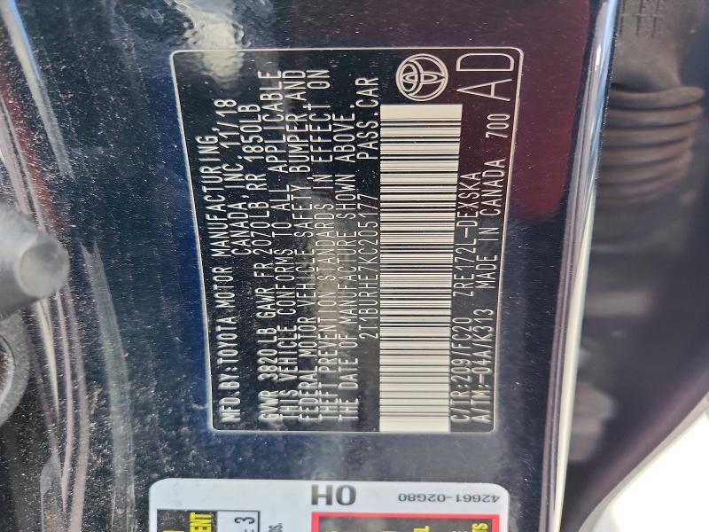 Продаж на аукціоні авто 2019 Toyota Corolla, vin: 2T1BURHE7KC205177, номер лоту: 54524136