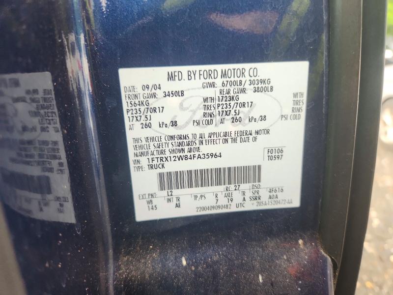 2004 Ford F150 მანქანა იყიდება აუქციონზე, vin: 1FTRX12W84FA35964, აუქციონის ნომერი: 54754596
