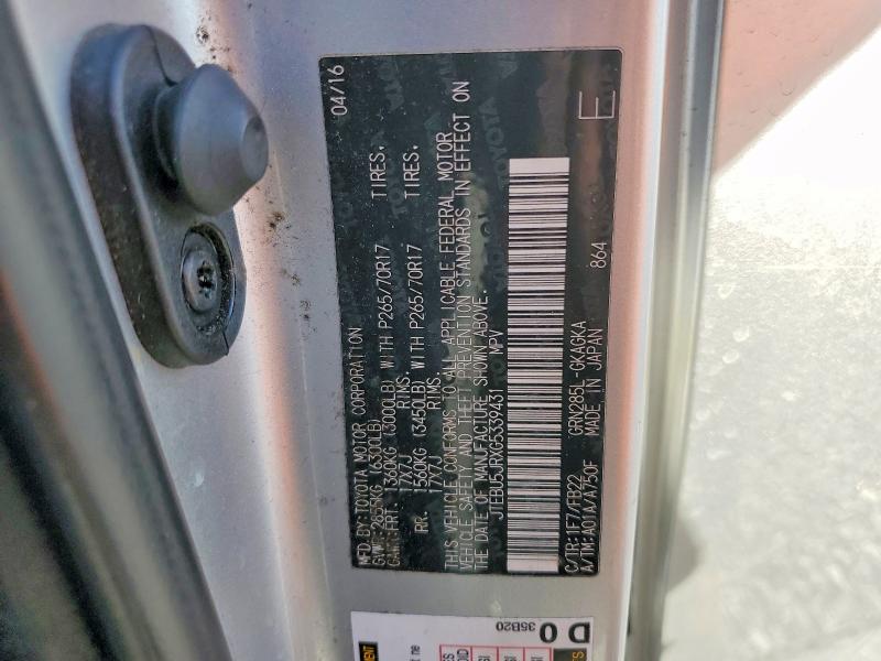 53319906 :رقم المزاد ، JTEBU5JRXG5339431 vin ، 2016 Toyota 4runner مزاد بيع