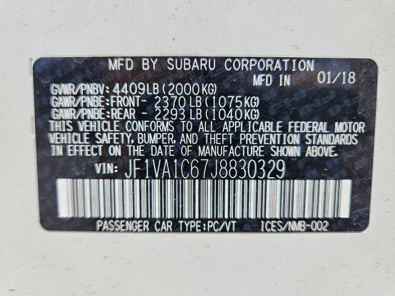 Aukcja sprzedaży 2018 Subaru Wrx, vin: JF1VA1C67J8830329, numer aukcji: 53581816