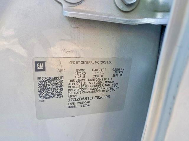 Продажа на аукционе авто 2020 Chevrolet Malibu, vin: 1G1ZD5ST1LF026598, номер лота: 52533736
