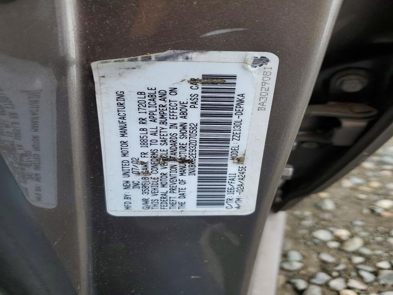 54649366 :رقم المزاد ، 1NXBR32E93Z070582 vin ، 2003 Toyota Corolla مزاد بيع